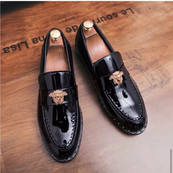 Medusa leather loafers - Mens - Black and Gold - Picture 7 of 7